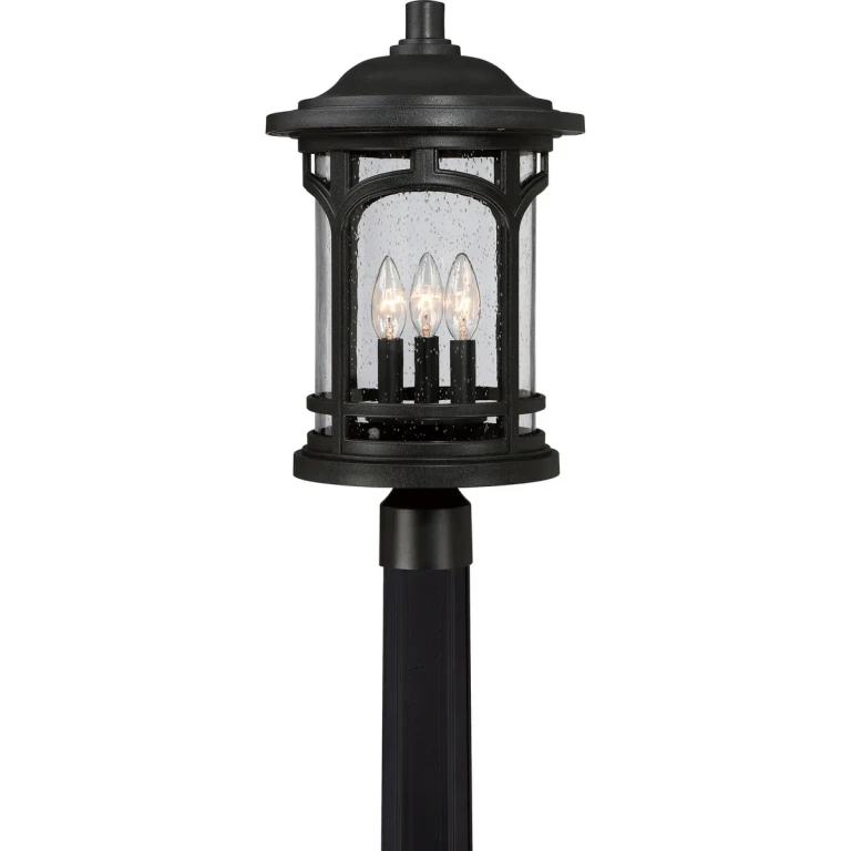 Mystic Black Three Light Outdoor Post Lantern from the Marblehead Collection