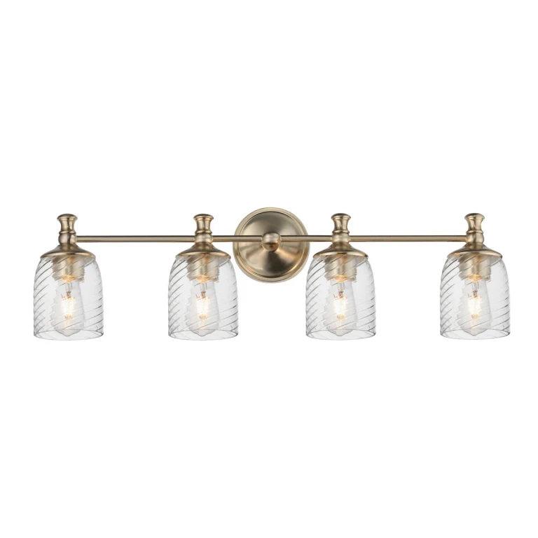 Satin Champagne Four Light Bath Vanity from the Swirl Collection