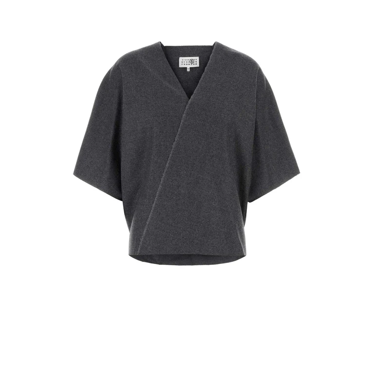 MM6 Maison Margiela Dark Grey Wool Top Melange Exterior: Virgin Maglie - Women
