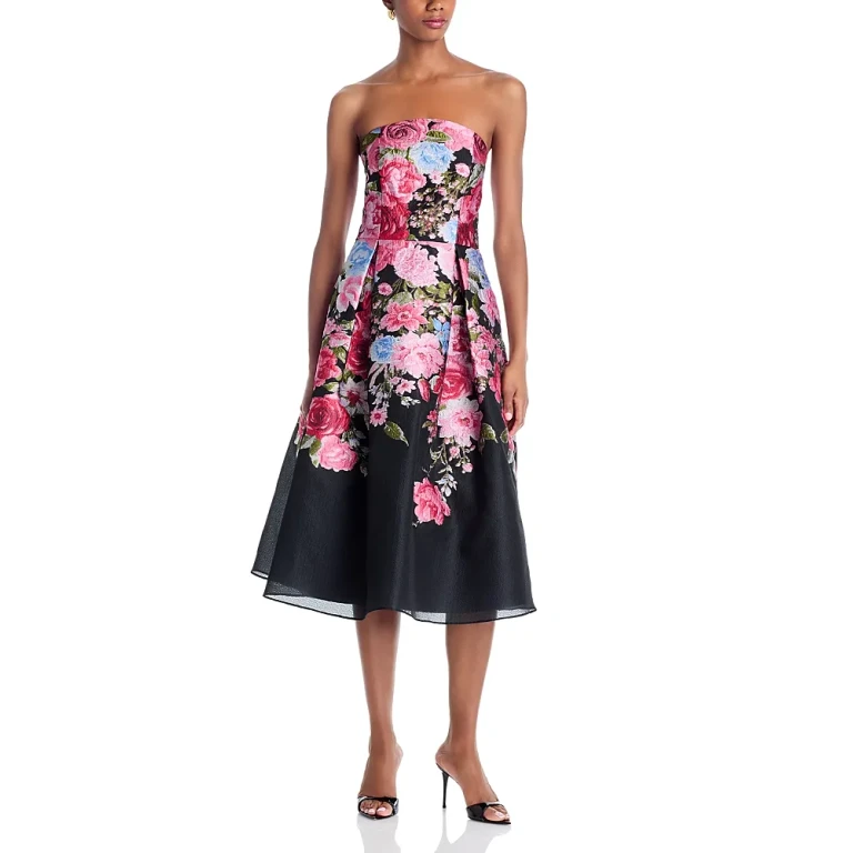 Eliza J Strapless Brocade Dress