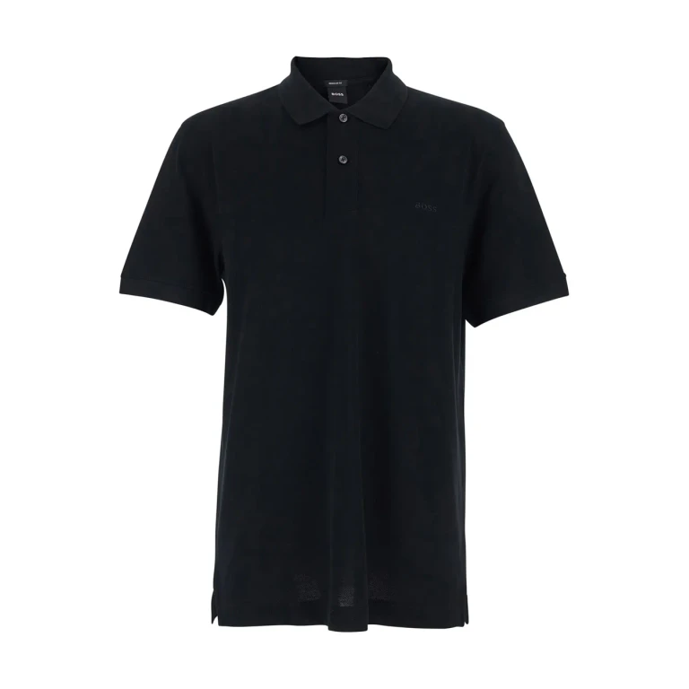 Hugo Boss Black Cotton Polo With Tone-on-tone Logo For Men