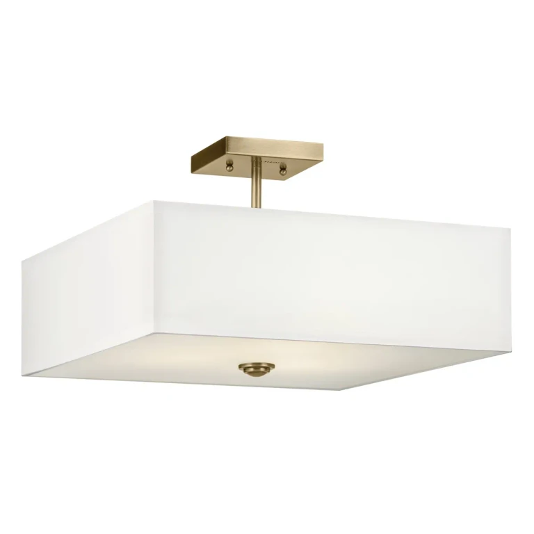 Natural Brass Three Light Semi Flush Mount from the Shailene Collection