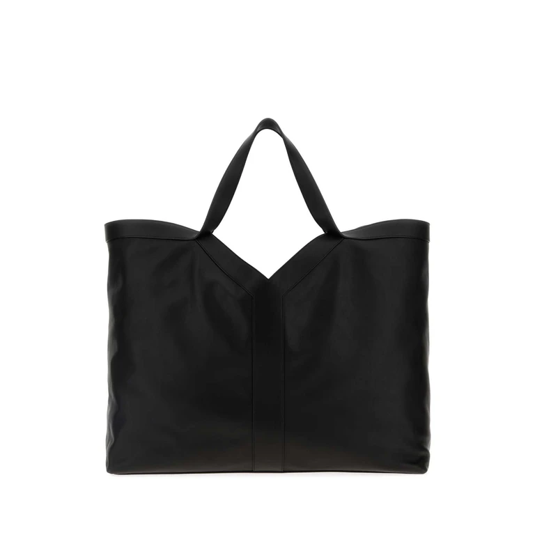 Saint Laurent Black Leather Maxi Shopping Bag Nero Exterior: Calf Lining: Suede Borse A Mano - Men