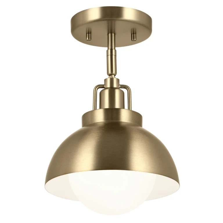 Champagne Bronze One Light Semi Flush Mount from the Niva Collection