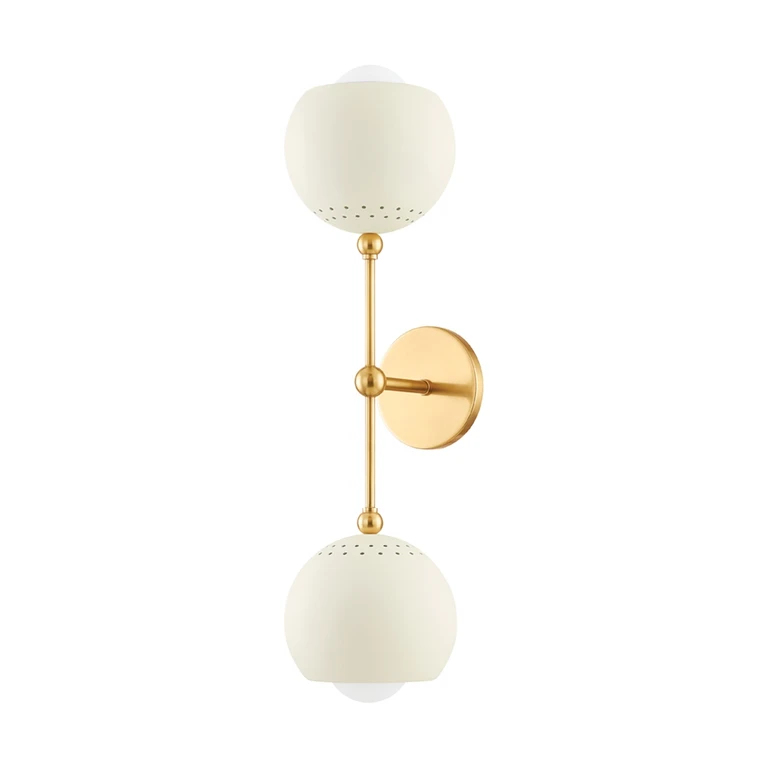Aged Brass Soft Cream Wall Sconce from the Saylor Collection