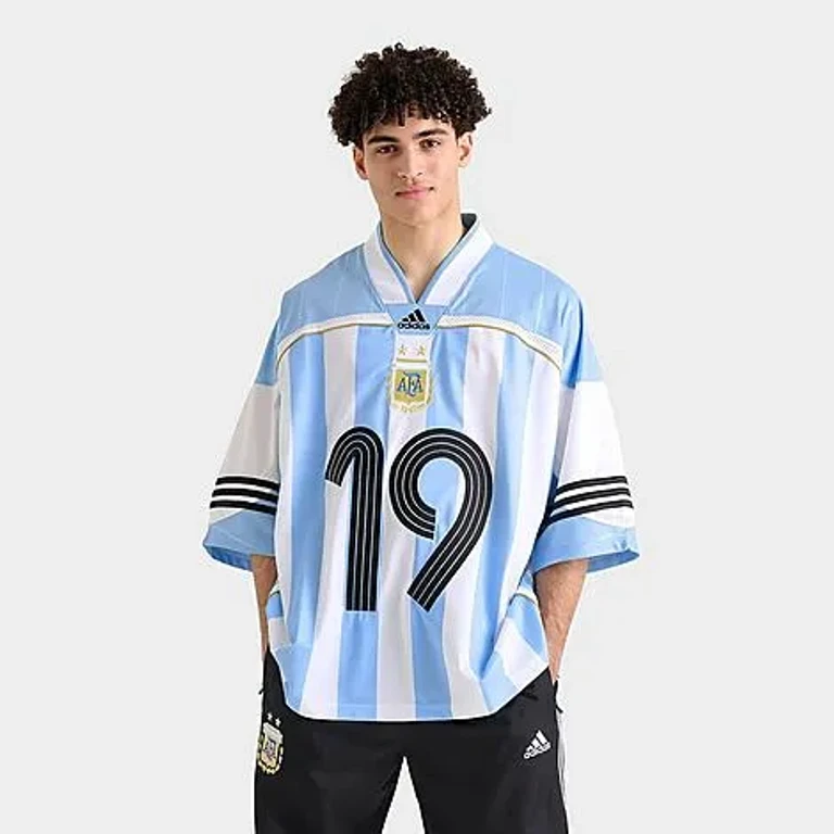 adidas Men's Bringback Remixed Argentina Soccer Jersey in Clear Blue/White/Black Size: XS
