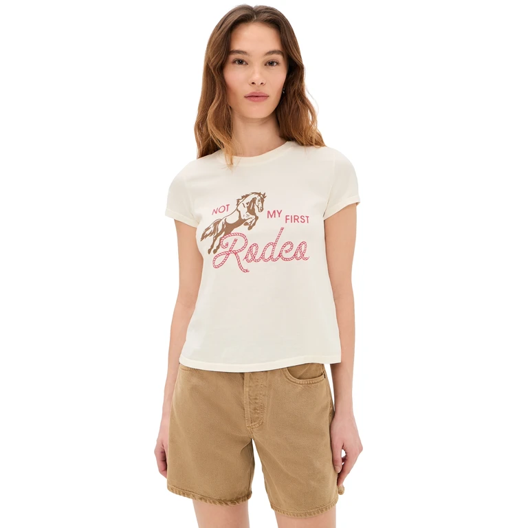 Sunny Somewhere Not My First Rodeo Femme Crew Tee Off White M