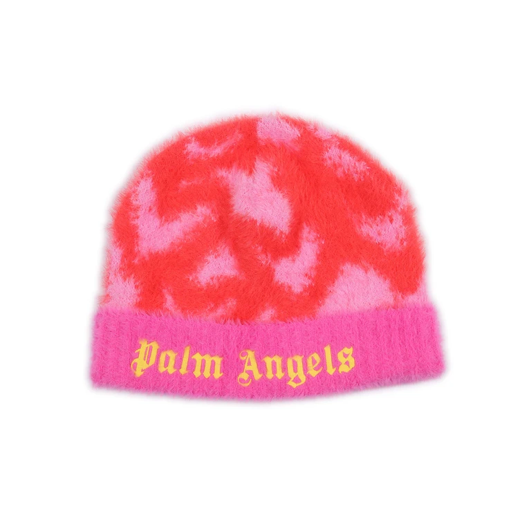 Palm Angels Pa Spray Hearts Knit Beanie Rose Pink - Hat
