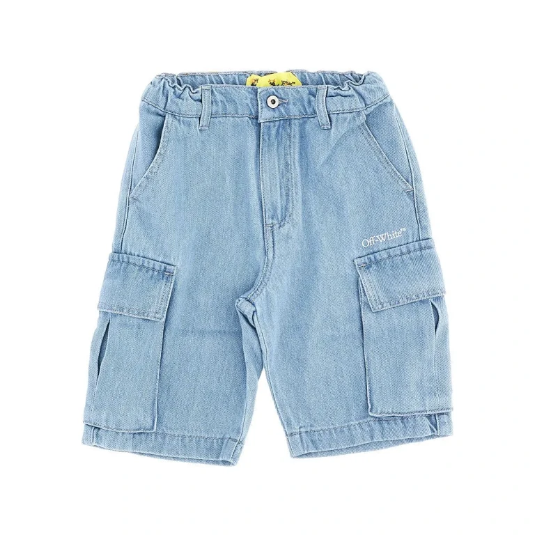 OFF WHITE 'Diag Sketch' denim cargo shorts Kids 6Y