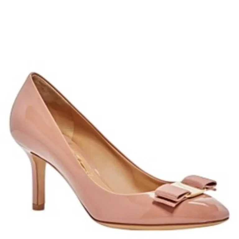 Ferragamo Vara Bow Patent Leather Pumps, Size 5 C