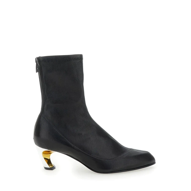 Alexander McQueen Black Leather Armadillo Ankle Boots