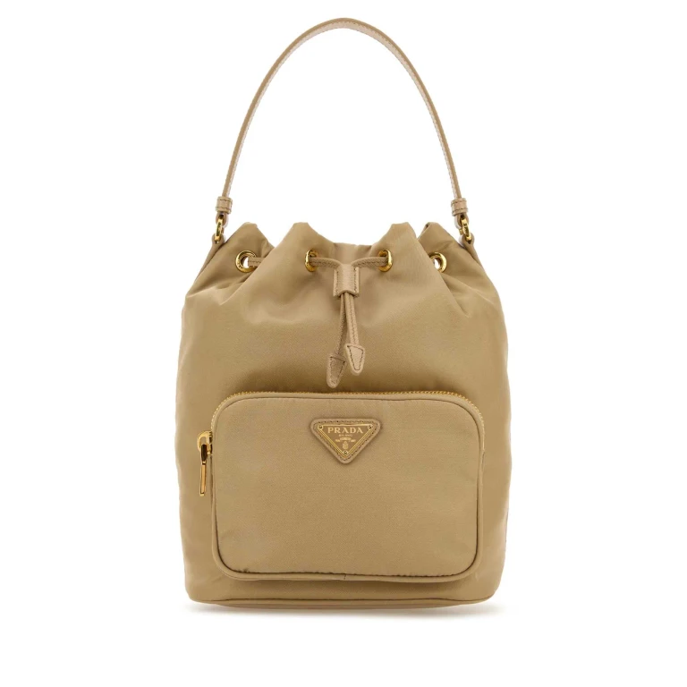 Prada Beige Re-nylon Duet Bucket Bag