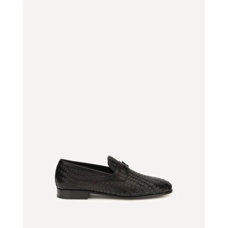 FERRAGAMO Woven Gancini Loafers Male 6.5