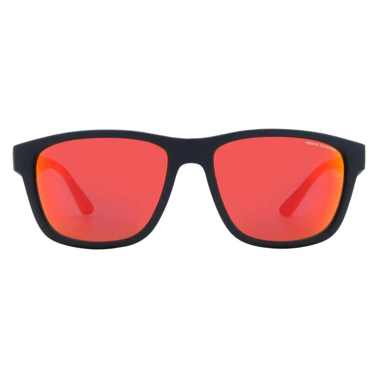 Armani Exchange Dark Violet Mirror Red Square Mens Sunglasses AX4135S 81816Q 59