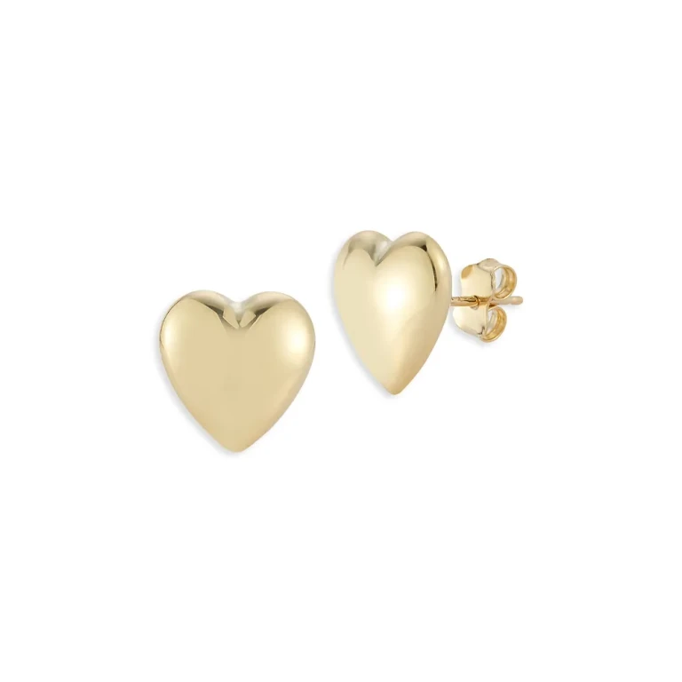 Polished Heart Stud Earrings in 14K Yellow Gold