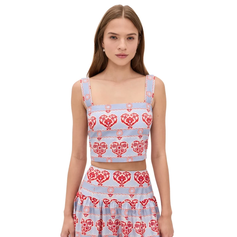 Hill House Home The Clara Crop Top Poppy Damask Stripe XXS