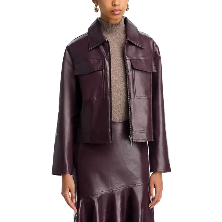 French Connection Kayleigh Faux Leather Bomber Jacket