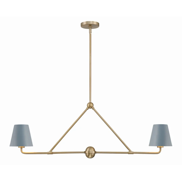 Xavier 2-Light Chandelier in Vibrant Gold with Blue
