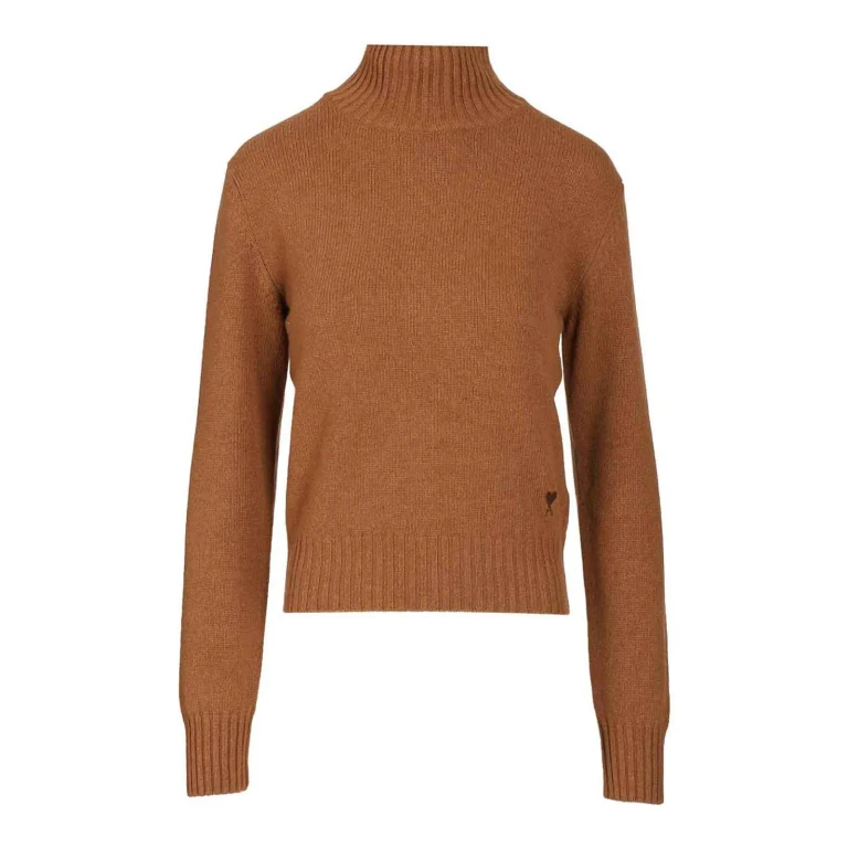 Ami Paris Pull Col Rond - Marron