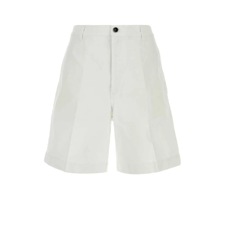 Nine In The Morning White Cotton Otto Bermuda Shorts Bianco Exterior - Men
