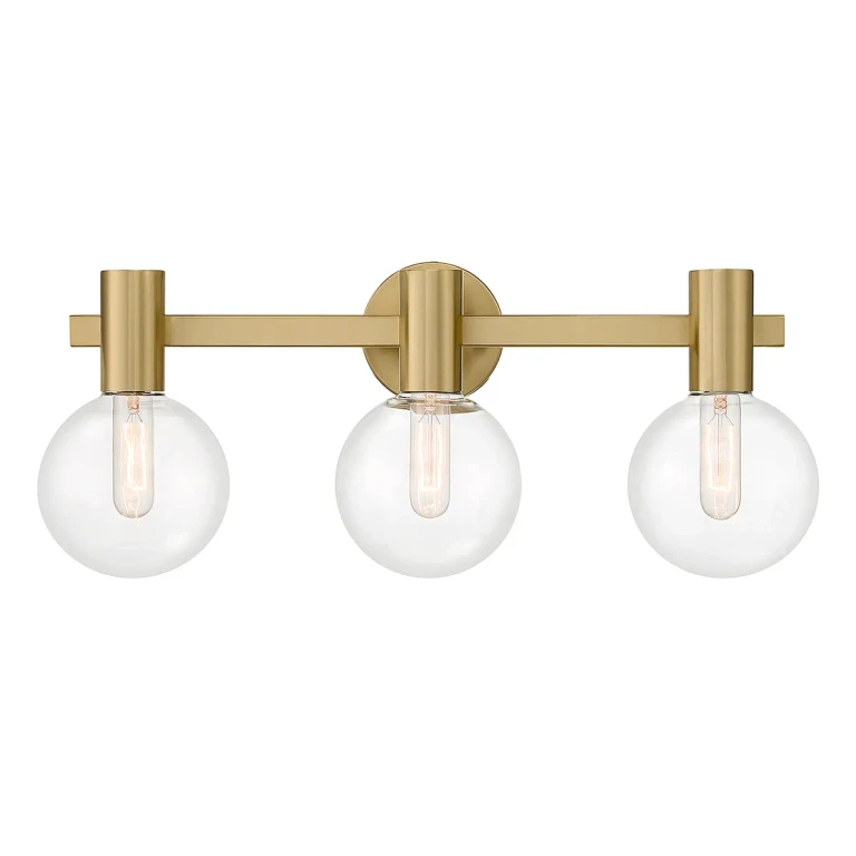 Warm Brass Three Light Bathroom Vanity from the Wright Collection