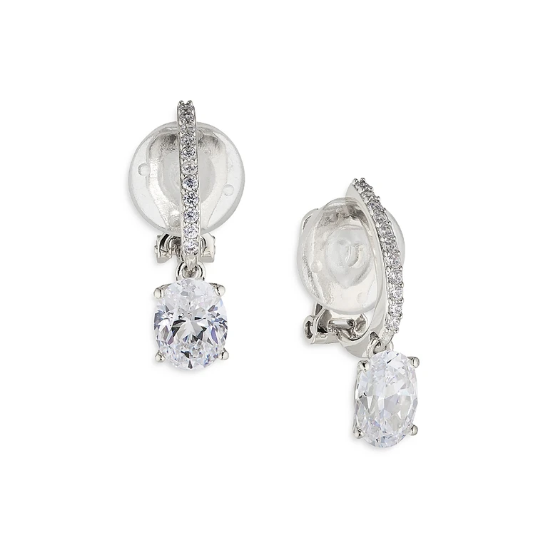 Nadri Modern Love Oval Drop Clip On Earrings