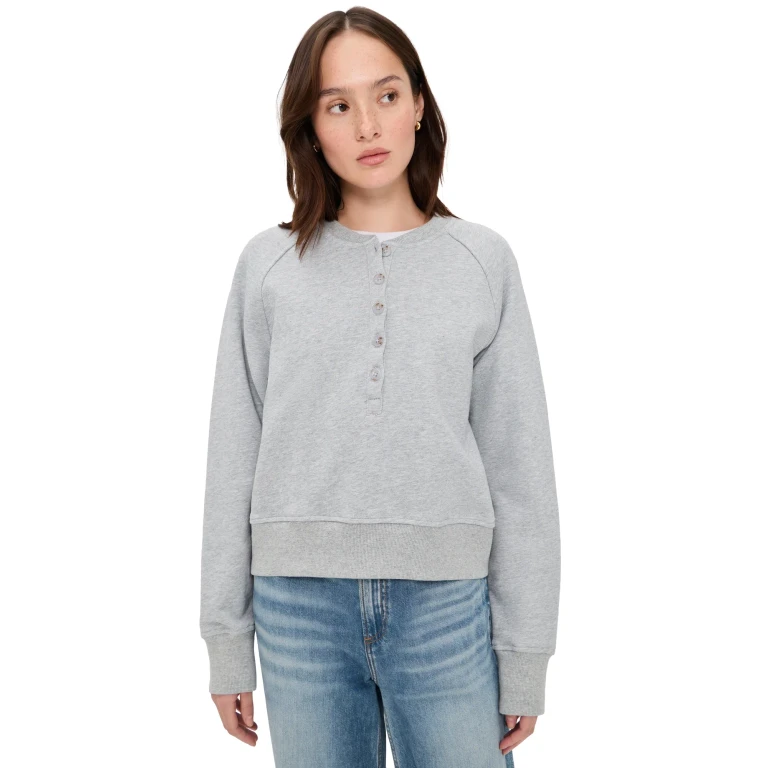 perfectwhitetee French Terry Sweatshirt Medium Heather Grey M