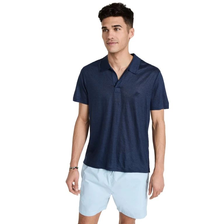 Vilebrequin Linen Pyramid Polo Shirt Navy L