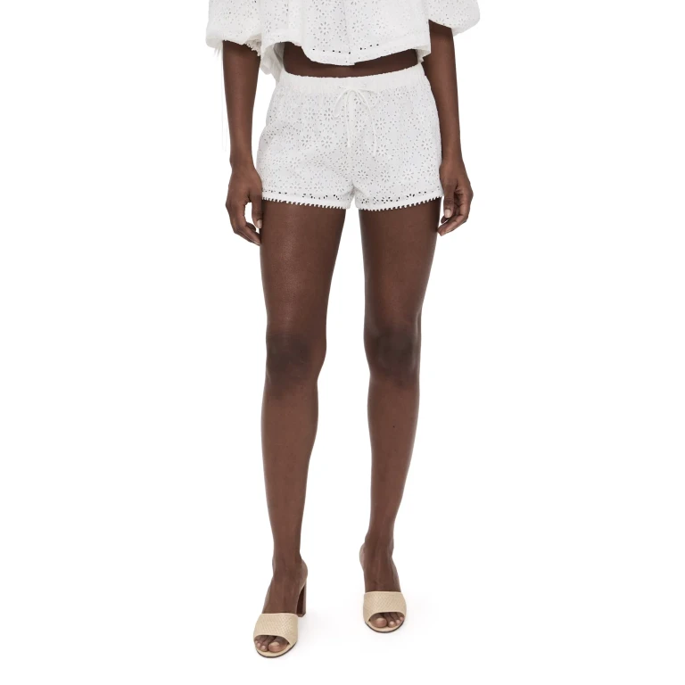 For Love & Lemons Willa Eyelet Shorts White XXS