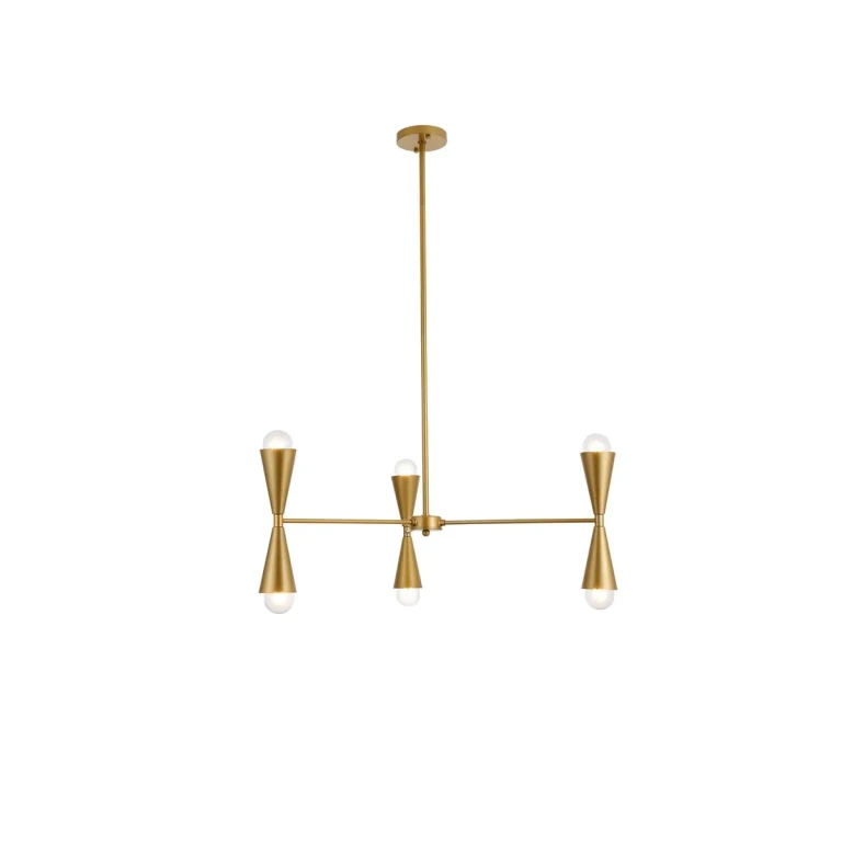 brass Six Light Pendant from the Cade Collection