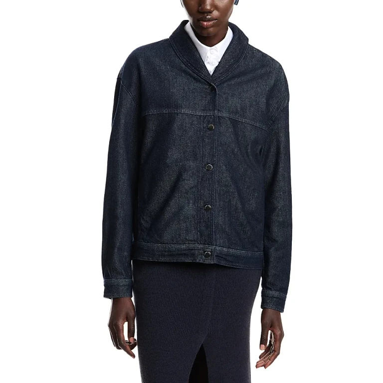 Emporio Armani Dark Denim Jacket with Rolled Collar
