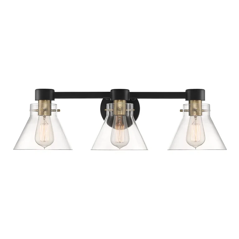 Matte Black Three Light Bath Bar Vanity from the Willow Creek Collection