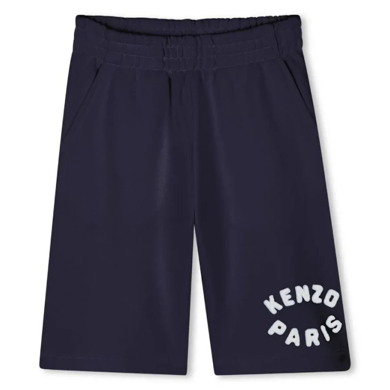 Kenzo Kids Paris Logo Embroidered Cotton Shorts