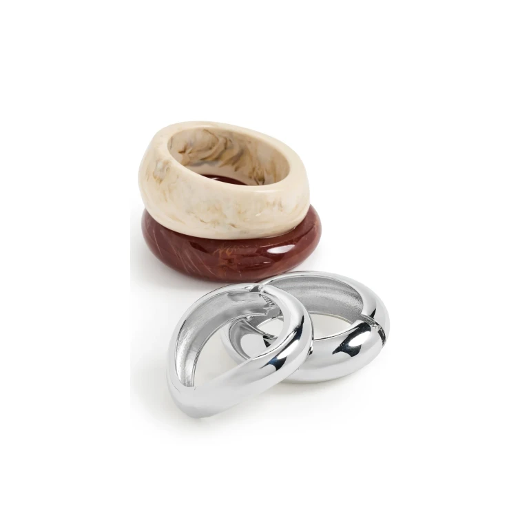 SHASHI Bangle Set Brown/Silver One Size