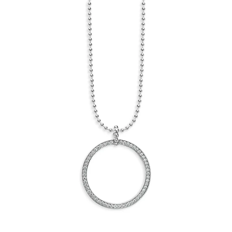 Lagos Sterling Silver Diamond Caviar Spark Circle Pendant Necklace