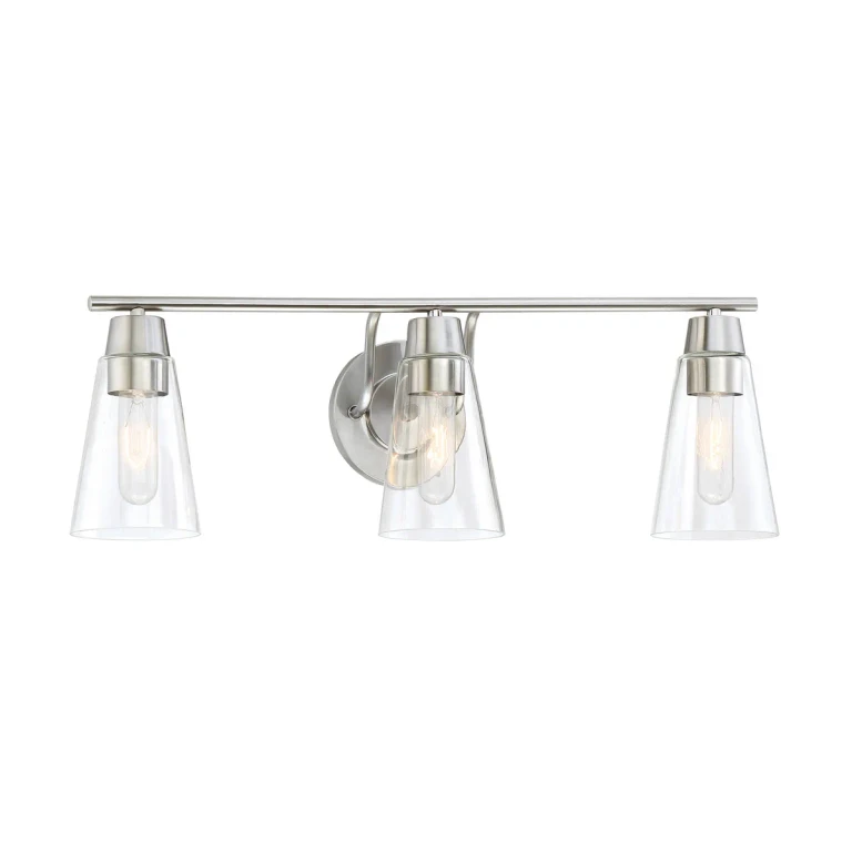 Satin Platinum Three Light Bath Bar from the Echo Collection