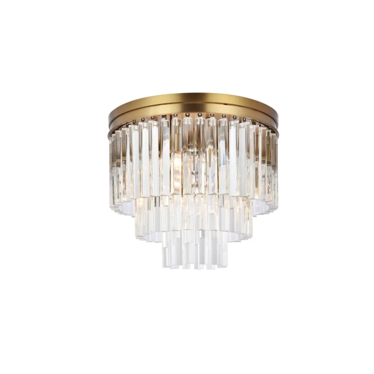 satin gold Nine Light Flush Mount from the Sydney Collection