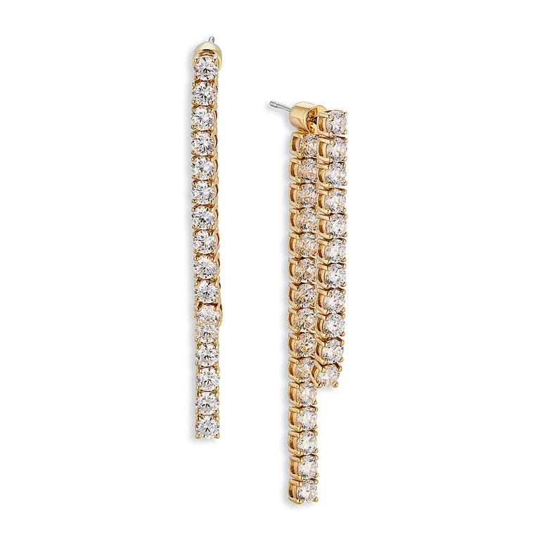 Nadri Perfect Tennis Cubic Zirconia Front to Back Earrings