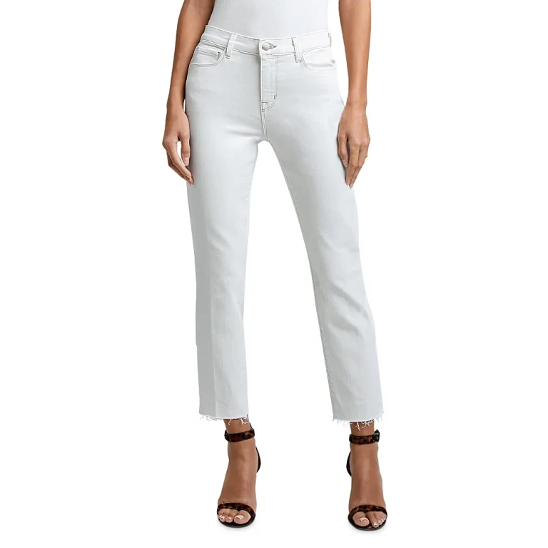 L'Agence Sada High Rise Crop Slim Jeans in Macadamia