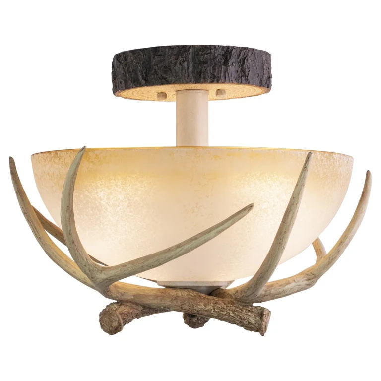 Noachian Stone Three Light Semi Flush Mount from the Lodge Collection
