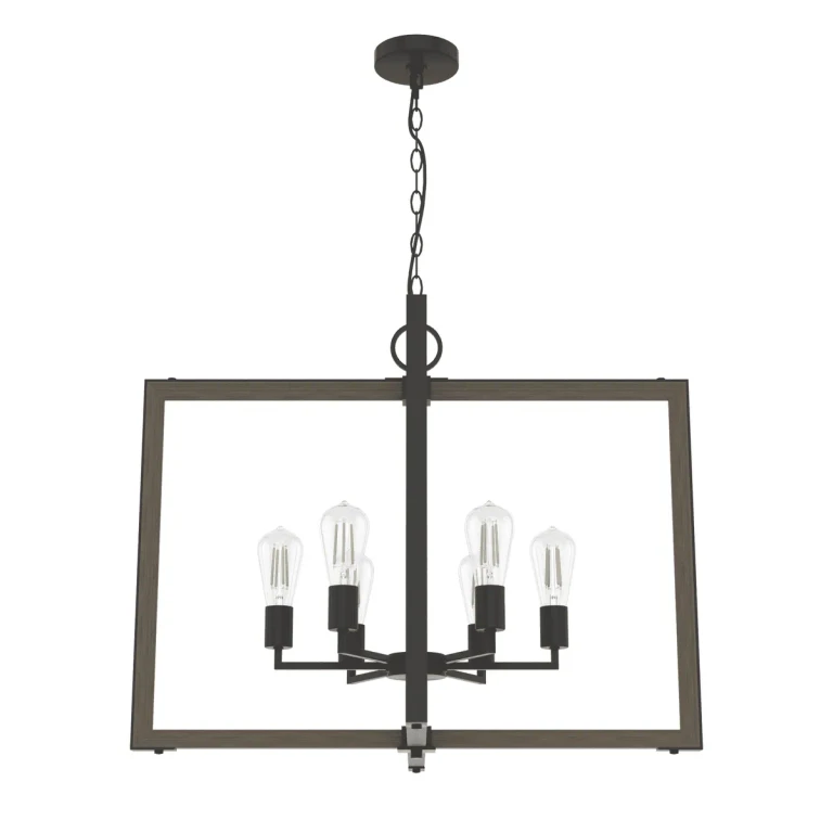 Noble Bronze Six Light Pendant from the Woodburn Collection