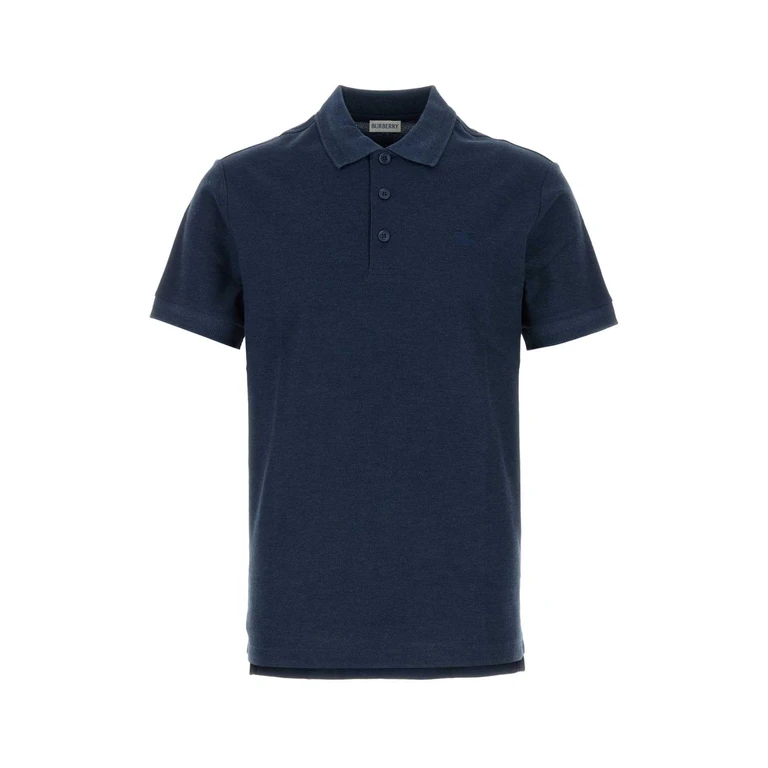 Burberry Navy Blue Piquet Polo Shirt Denimblue Exterior: Cotton - Men