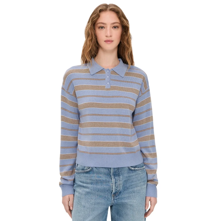 WAYF Carter Stripe Sweater Blue Stripe M