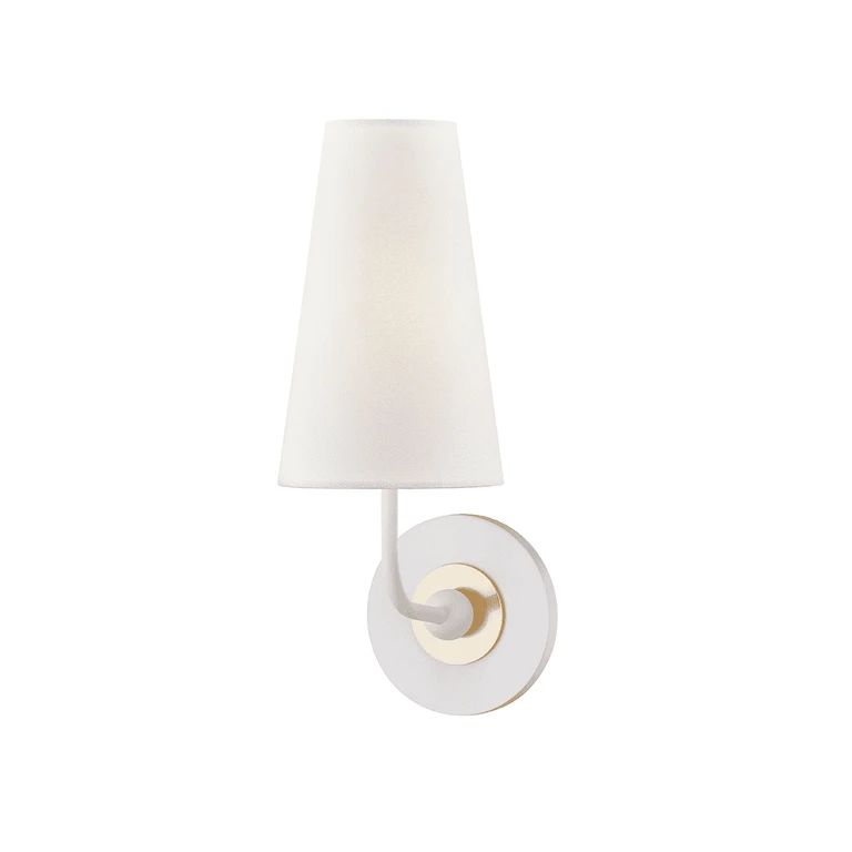 Aged Brass Soft Off White One Light Wall Sconce from the Merri Collection