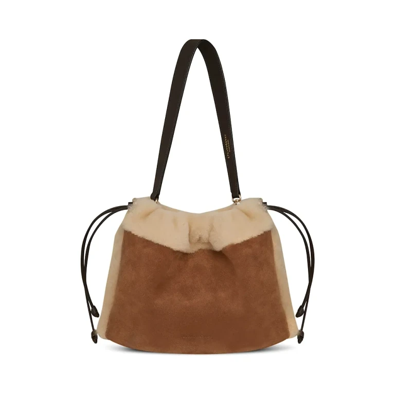 Strathberry Charlotte Midi Suede & Shearling Shoulder Bag