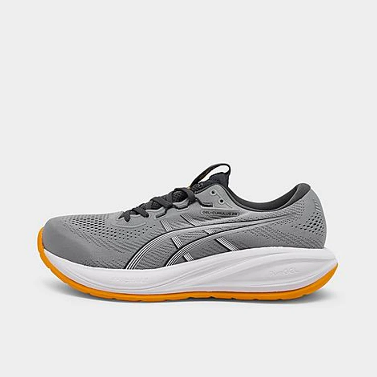 Asics Men's GEL-CUMULUS 28 Running Shoes in Gravel/Arctic Blue/Orange Size: 7.5