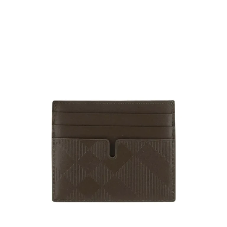 Burberry Check Pattern Leather Card Case