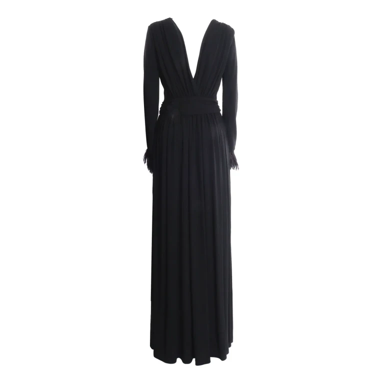 Alberta Ferretti Pleated Dress With Feathers