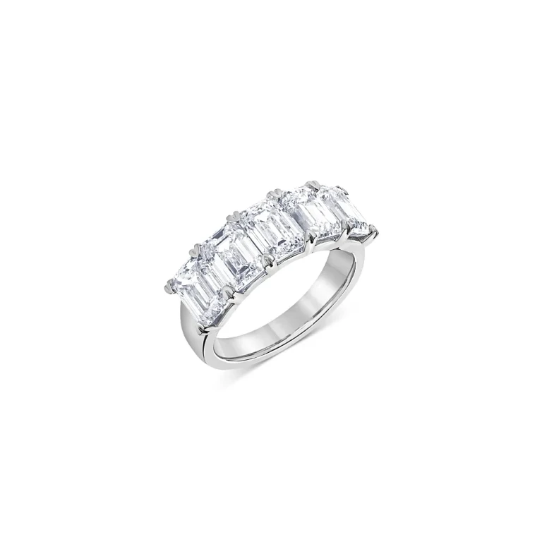 Certified Lab Grown Diamond Emerald-Cut Band in 18K White Gold, 5.0 tcw