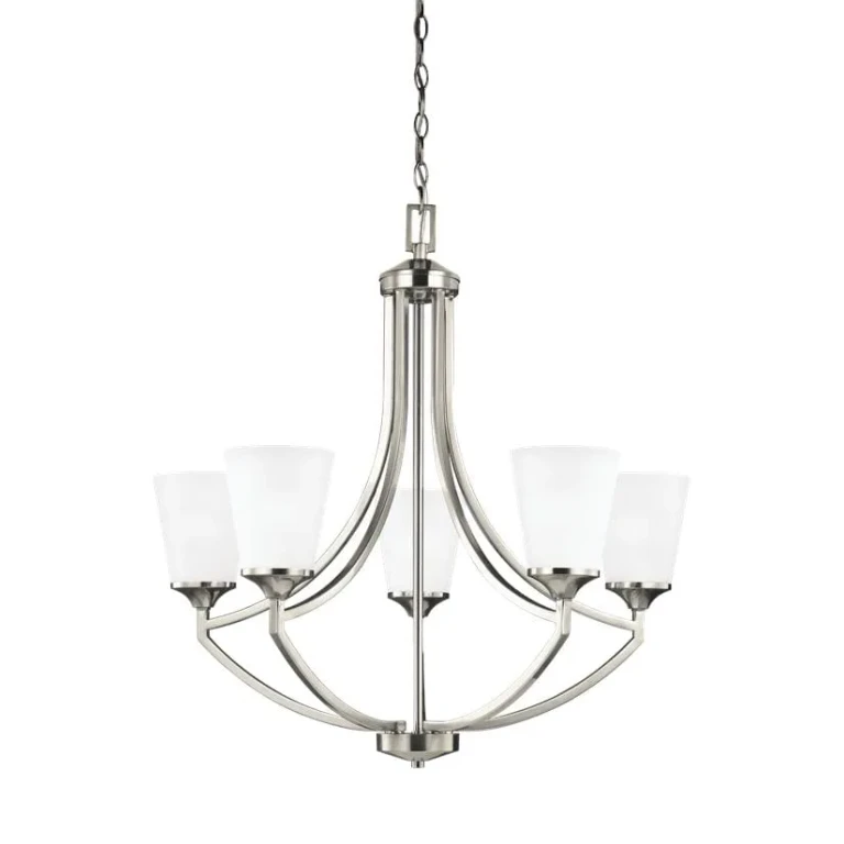 Brushed Nickel Five Light Chandelier from the Hanford Collection